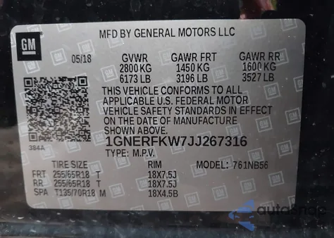 2018 Chevrolet Traverse Ls z USA, uszkodzony, nr VIN 1GNERFKW7JJ267316